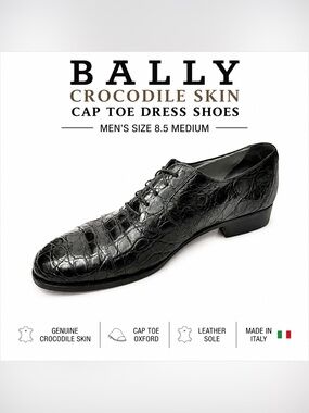 Vintage Bally Exotic Crocodile Skin Cap Toe Oxford Dress Shoes Men’s Size 8.5 M